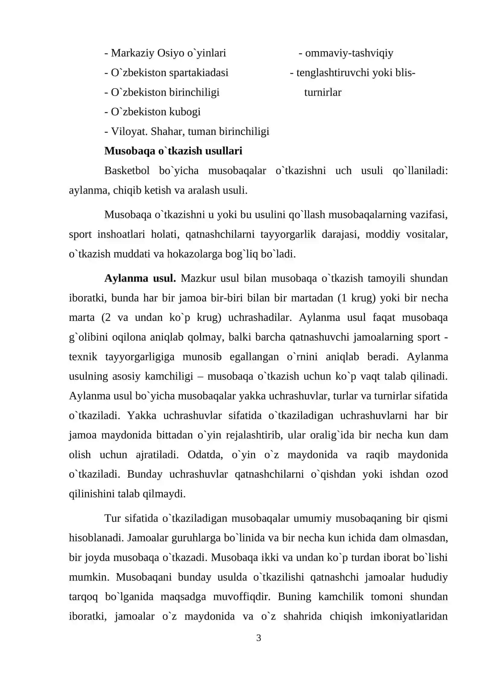 Musobaqalarni tashkil qilish va o`tkazish 3