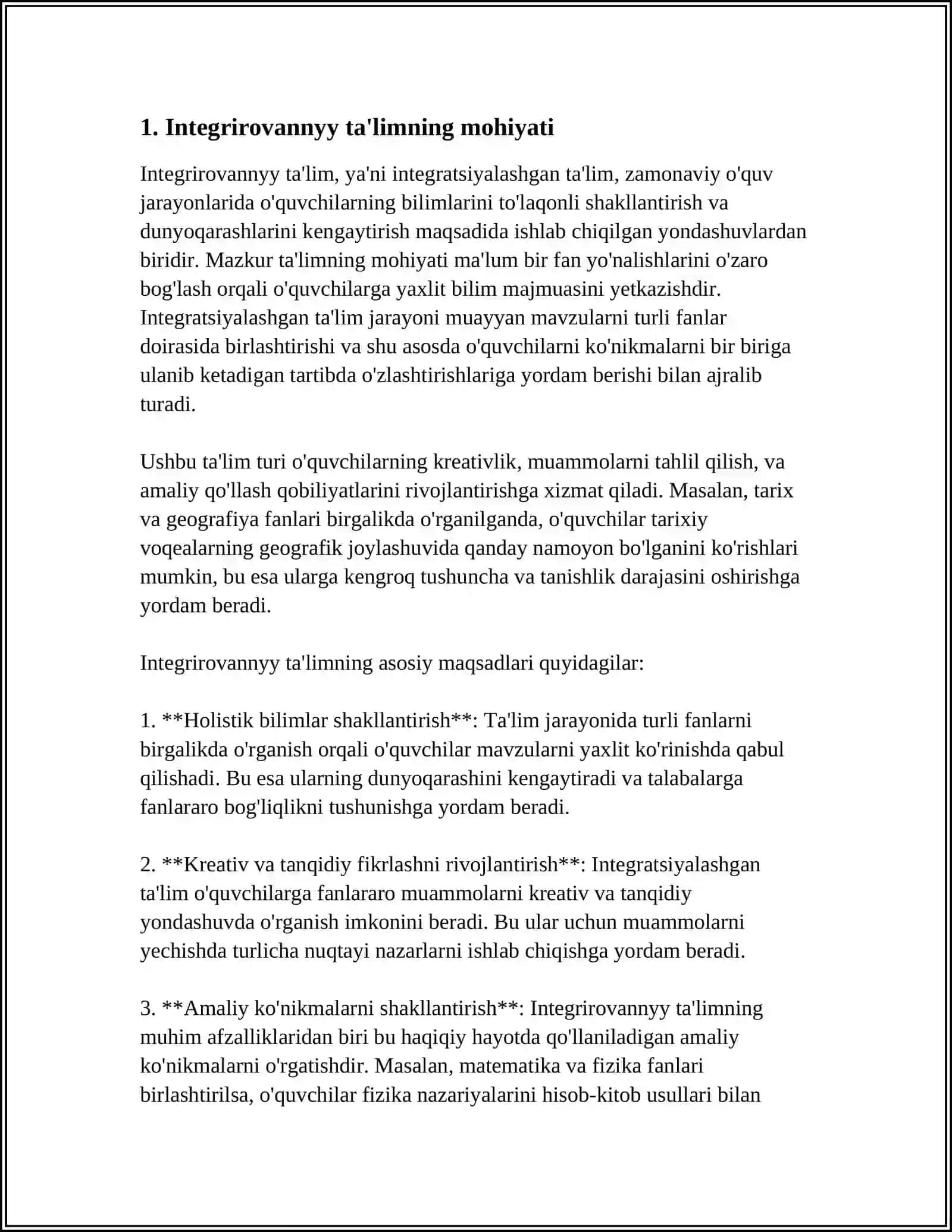 INTEGRATSIYALASHGAN DARSLAR 3