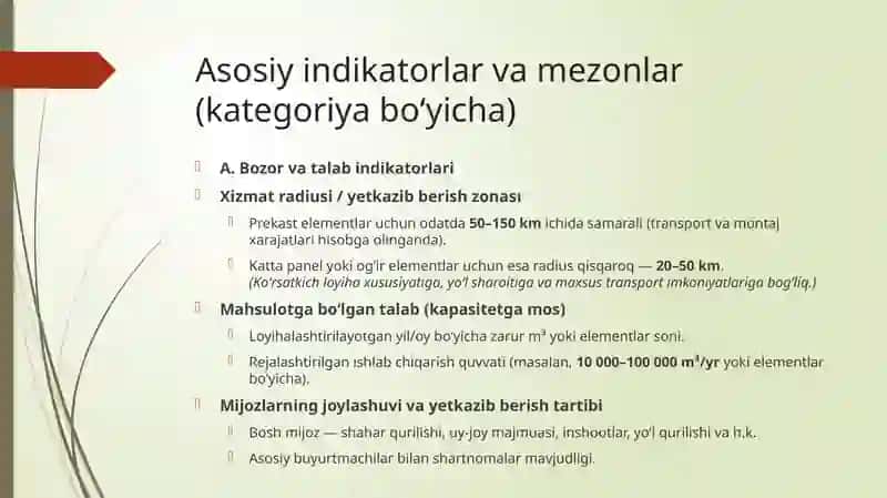 Temir-beton zavodlarini joylashtirish kursatkichlari 3
