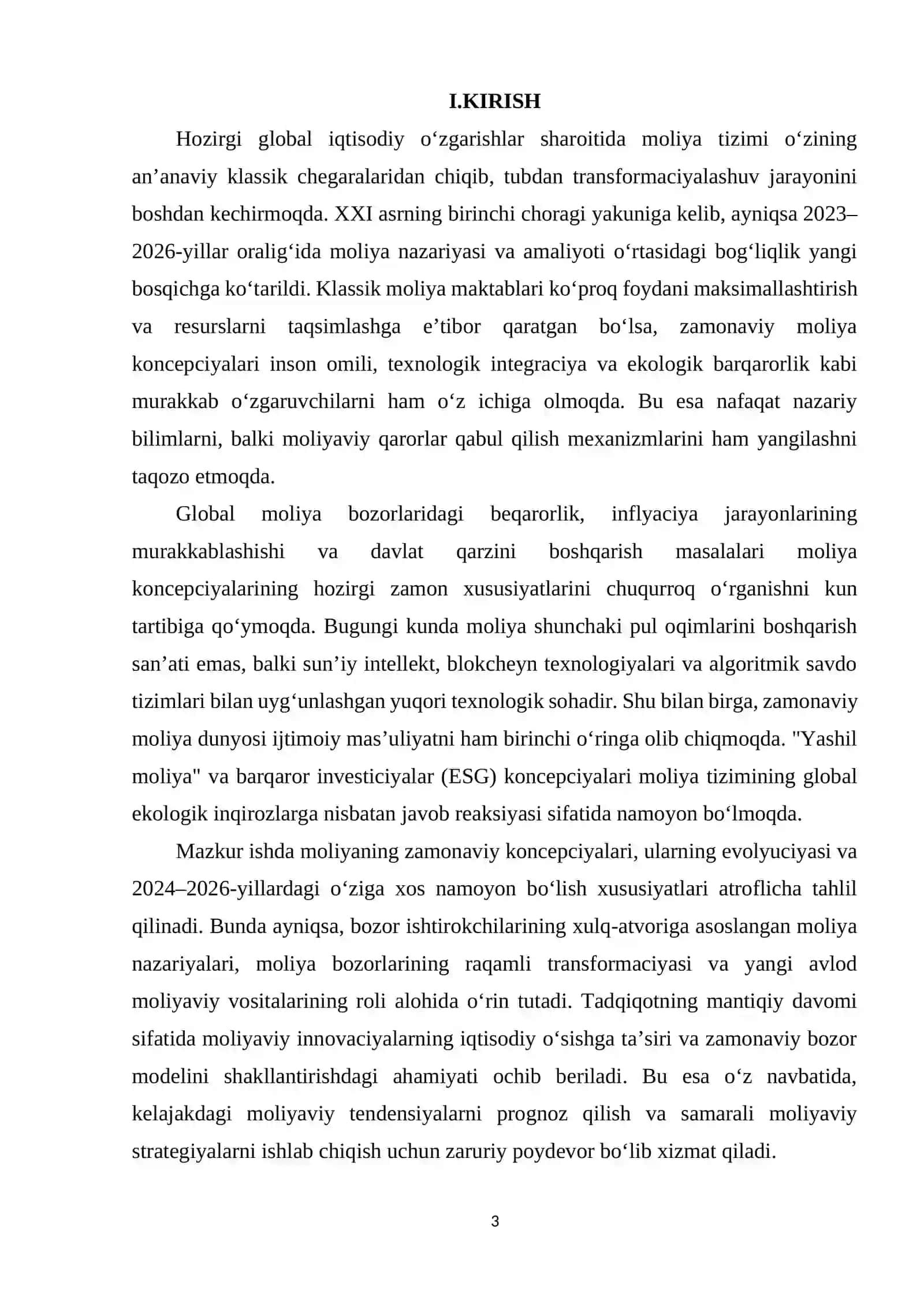 Moliyaning zamonaviy konsepsiyalari va ularning hozirgi zamon xususiyatlari 3