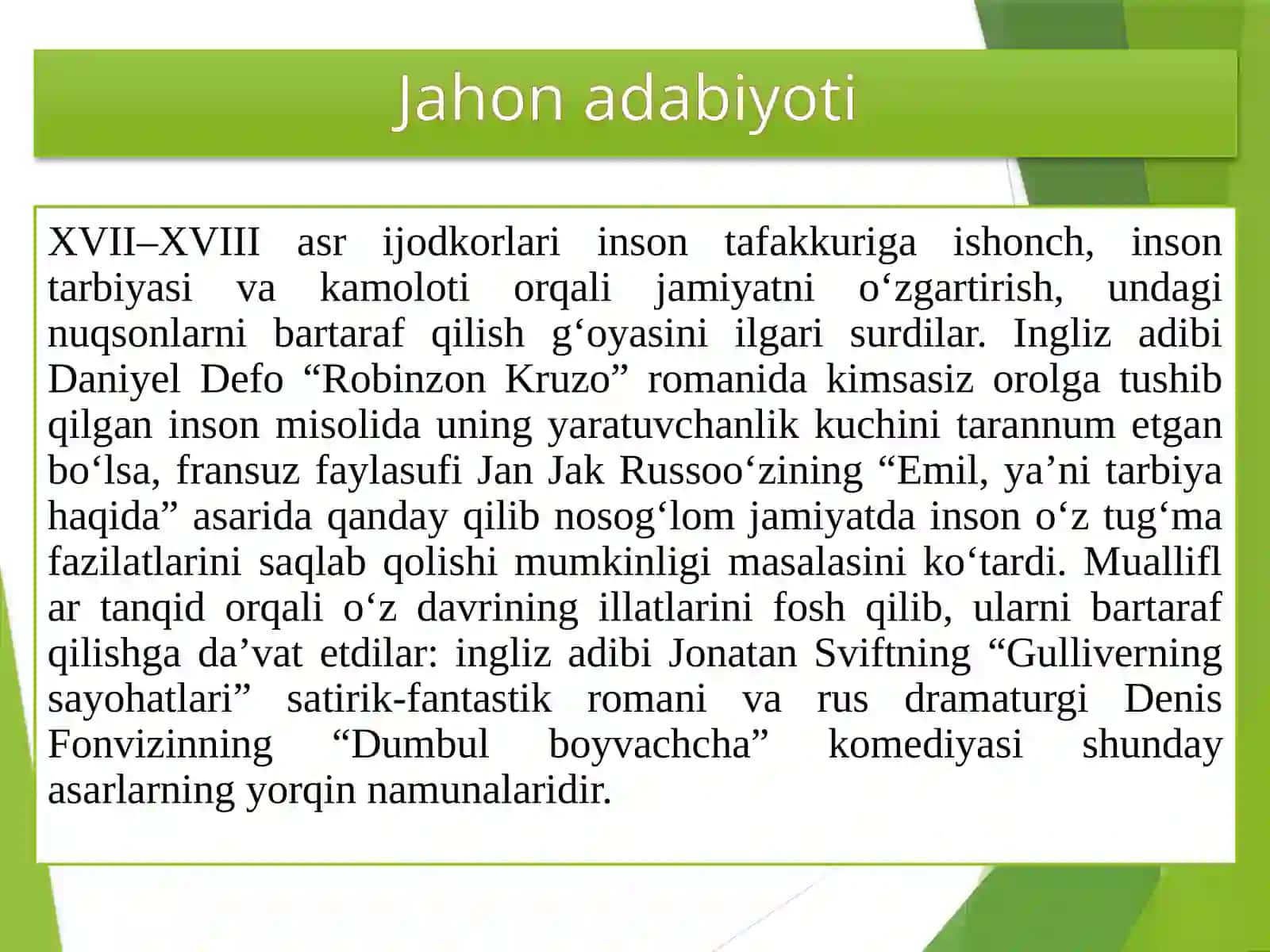 XVII–XIX ASRLAR JAHON ADABIYOTI 3