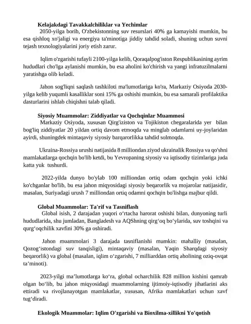 Global muammolarning turli darajalari 3