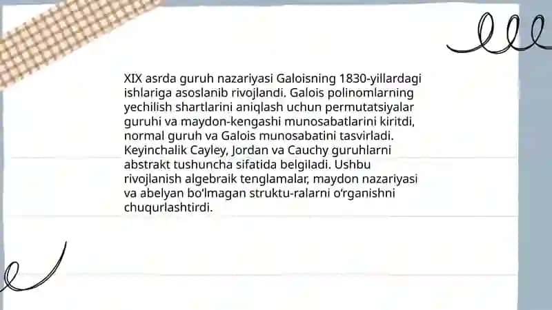 XIX asr: Abstrakt matematika 3