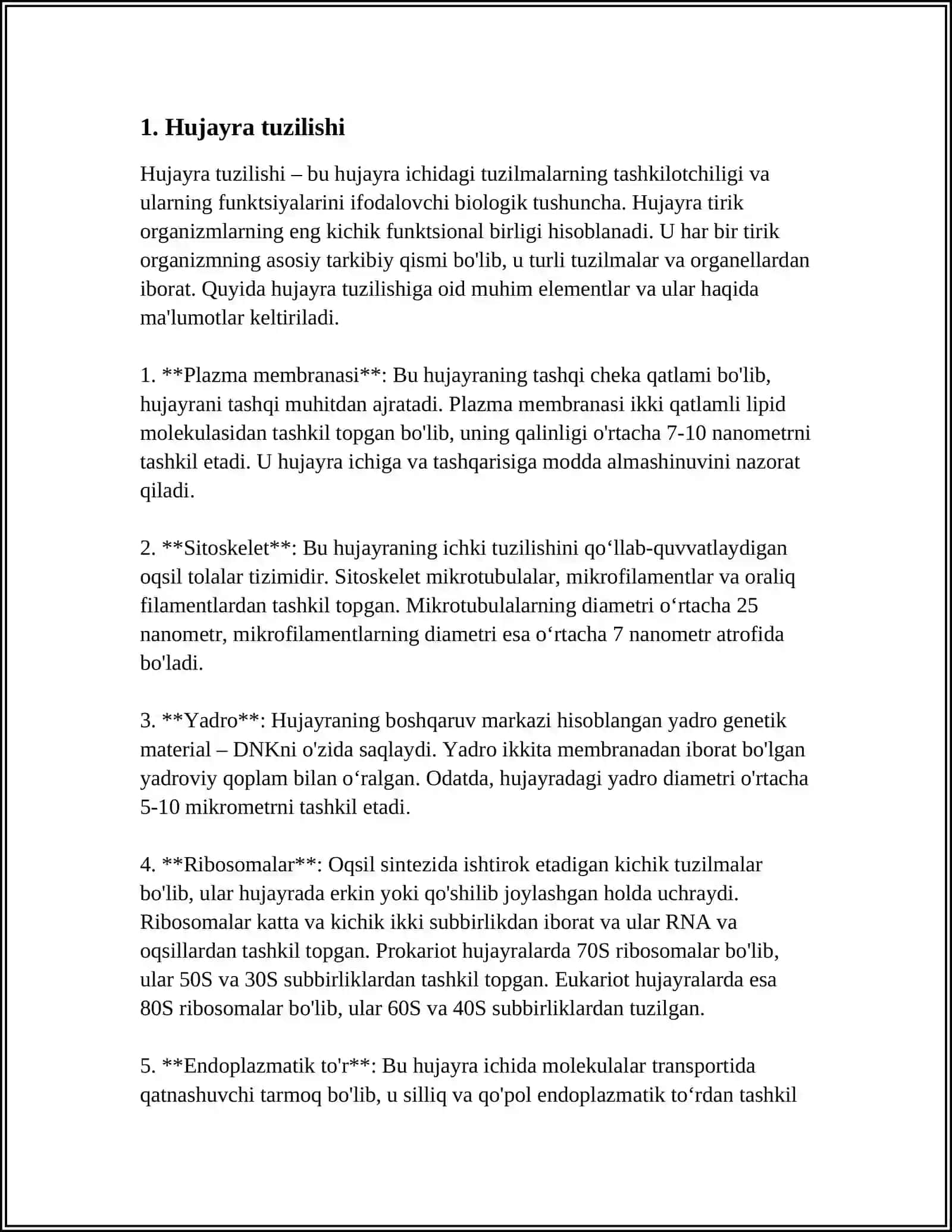 ORAGANIZM VA MUHIT HUJAYRA HAQIDA TUSHUNCHA 3