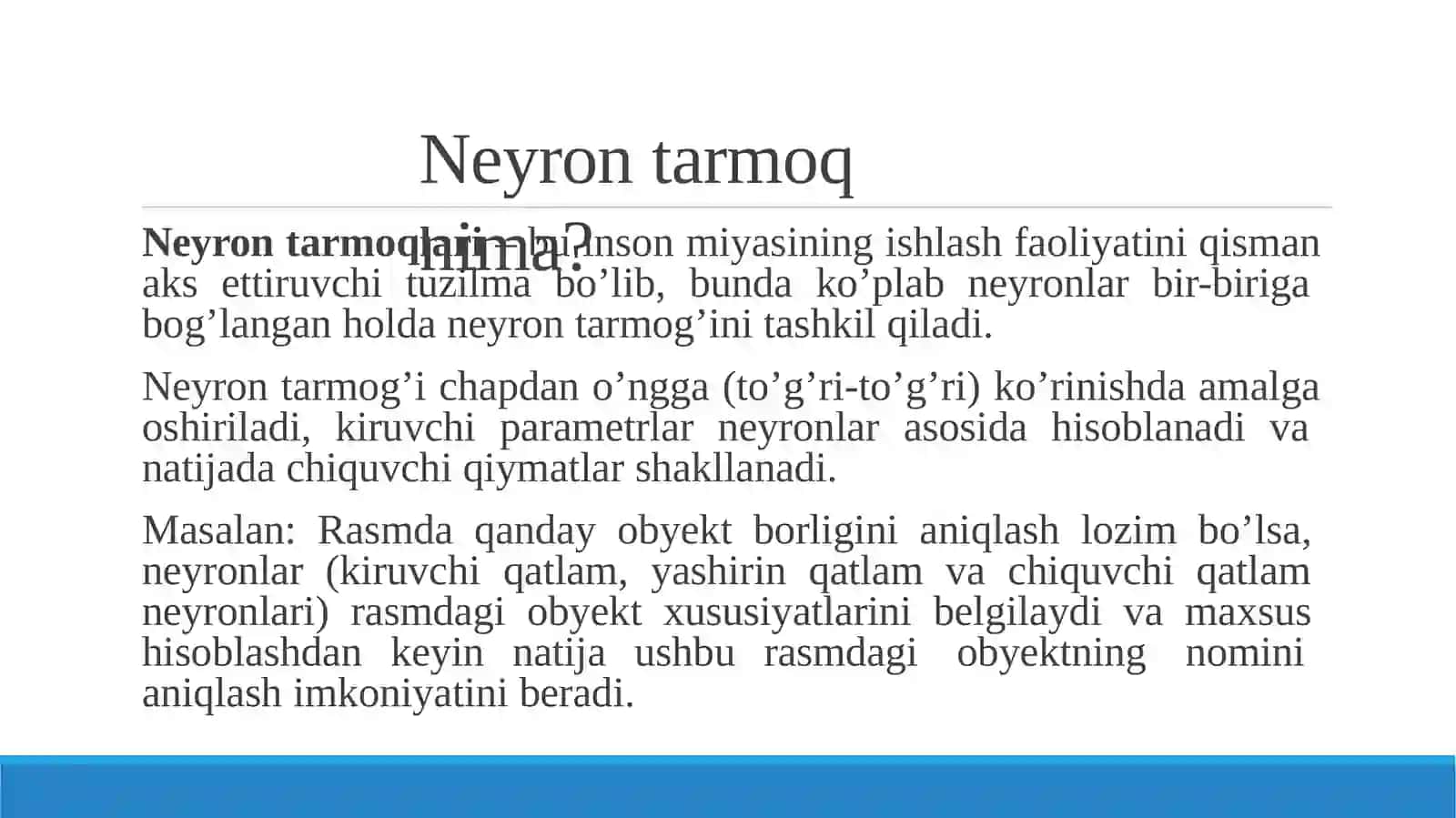 Sun’iy neyron tarmoqlari 3