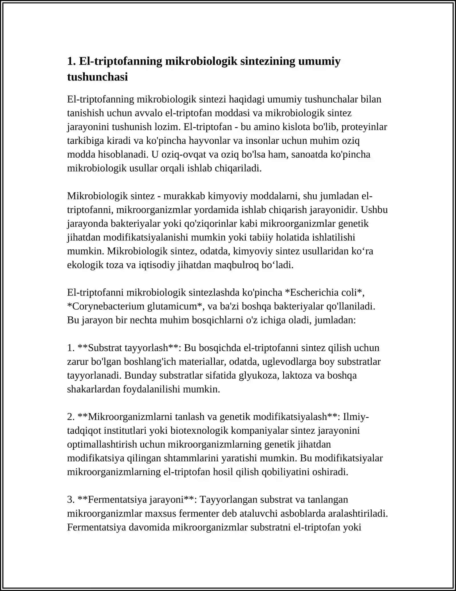 ELTRIPTOFANNING MIKROBIOLOGIK SINTEZI 3