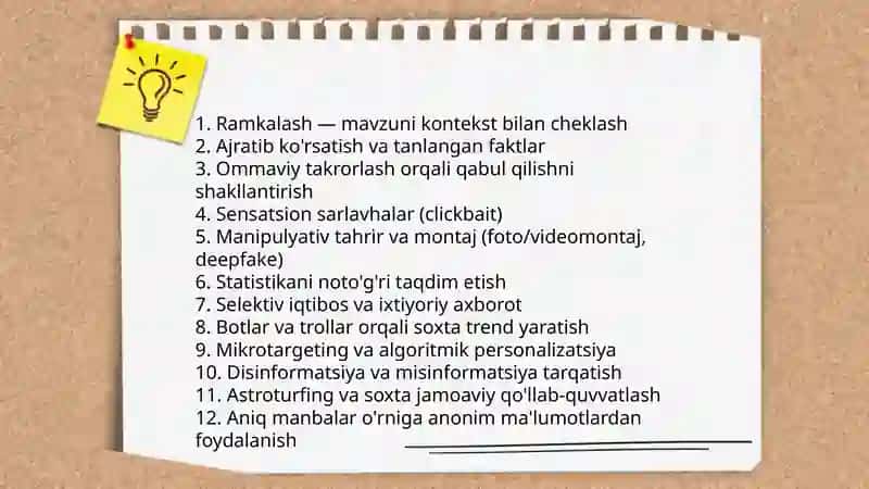 Media vositalarida manipulatsiya va axborotning taʼsiri 3