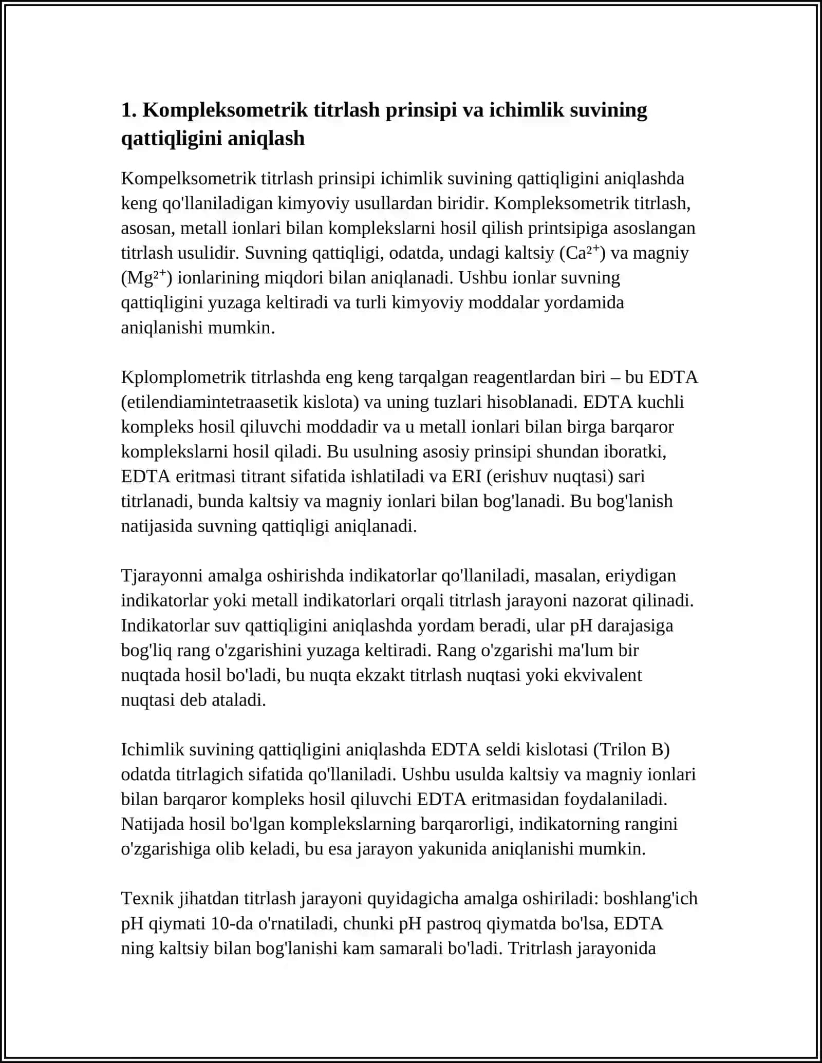 KOMPKEKSOMETRIYA USULIDA ICHIMLIK SUVINI QATTIQLIGINI ANIQLASH 3