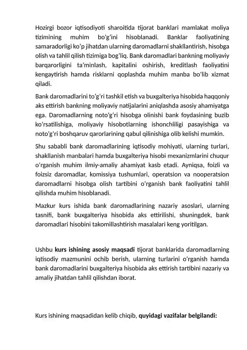 Bank daromadlari, ularning turlari va hisobi. 3