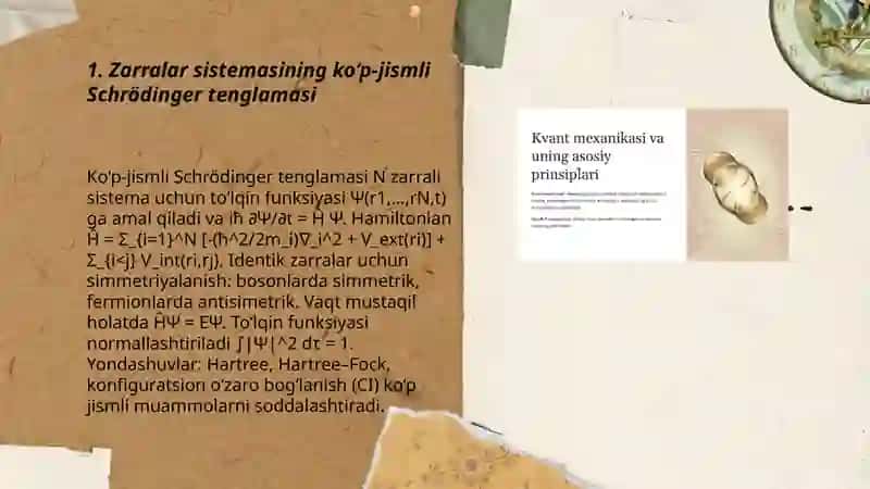 Zarralar sistemasining kvant mehonikasi 3