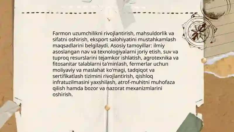 Uzumchilik to'g'risida Prezentimizning farmoni 3