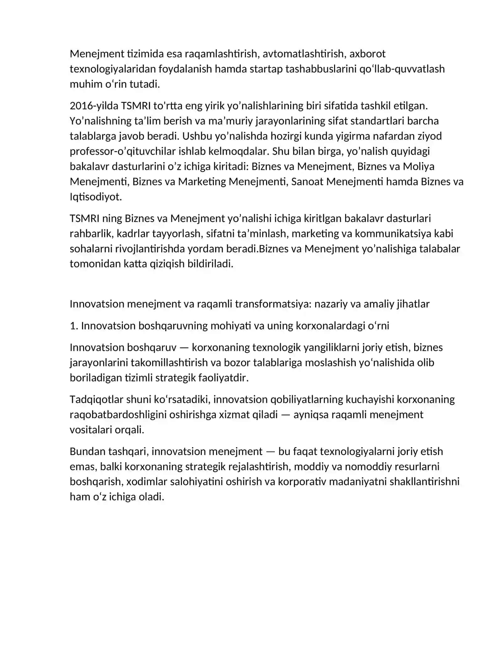 BIZNES VA MENEJMENTDA INNOVATSIYALAR 3