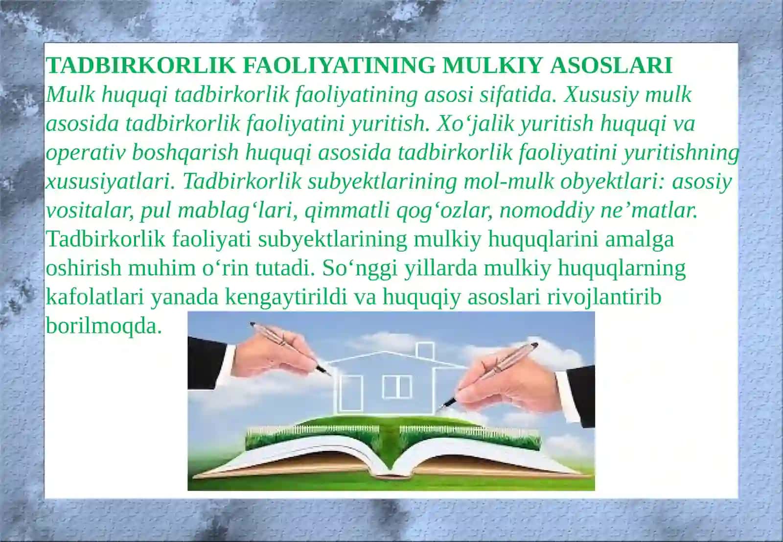 TADBIRKORLIK SUBYEKTLARINING MOL-MULKOBYEKTLARI 3
