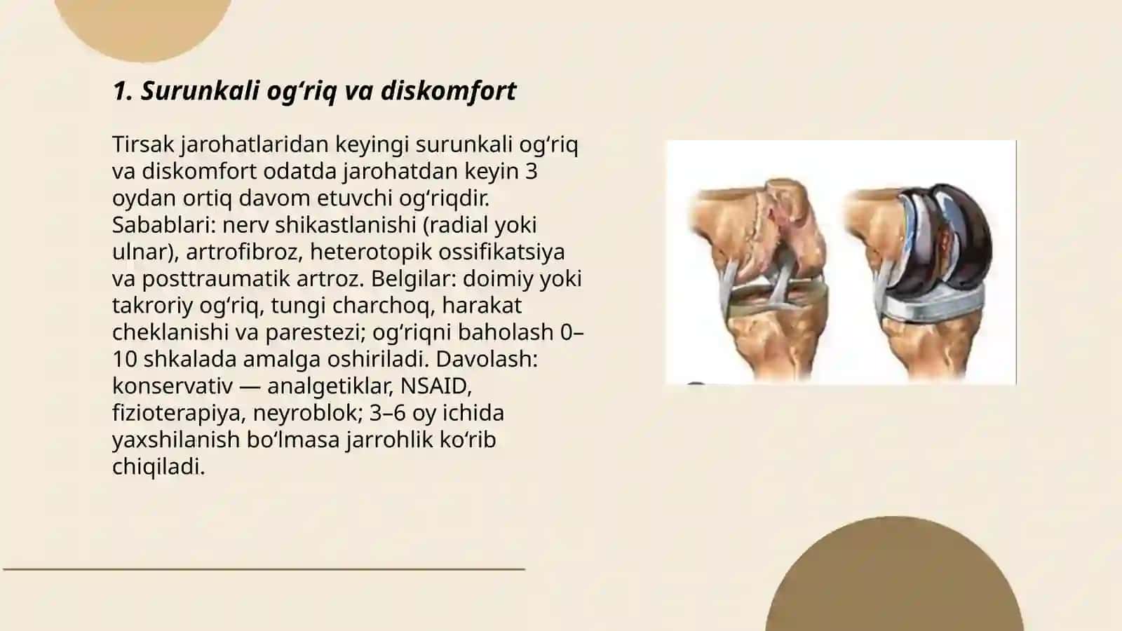 Tirsak bo'g'imi jaroxatlaridan keyingi asoratlar 3