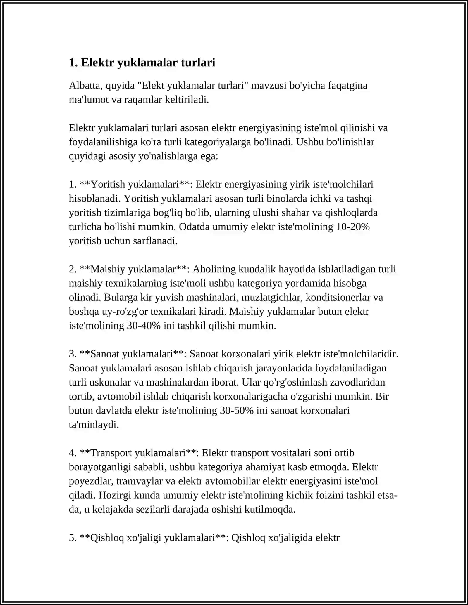 Elektr yuklama(nagruzka) va elektr energiya sarfini hisoblash 3