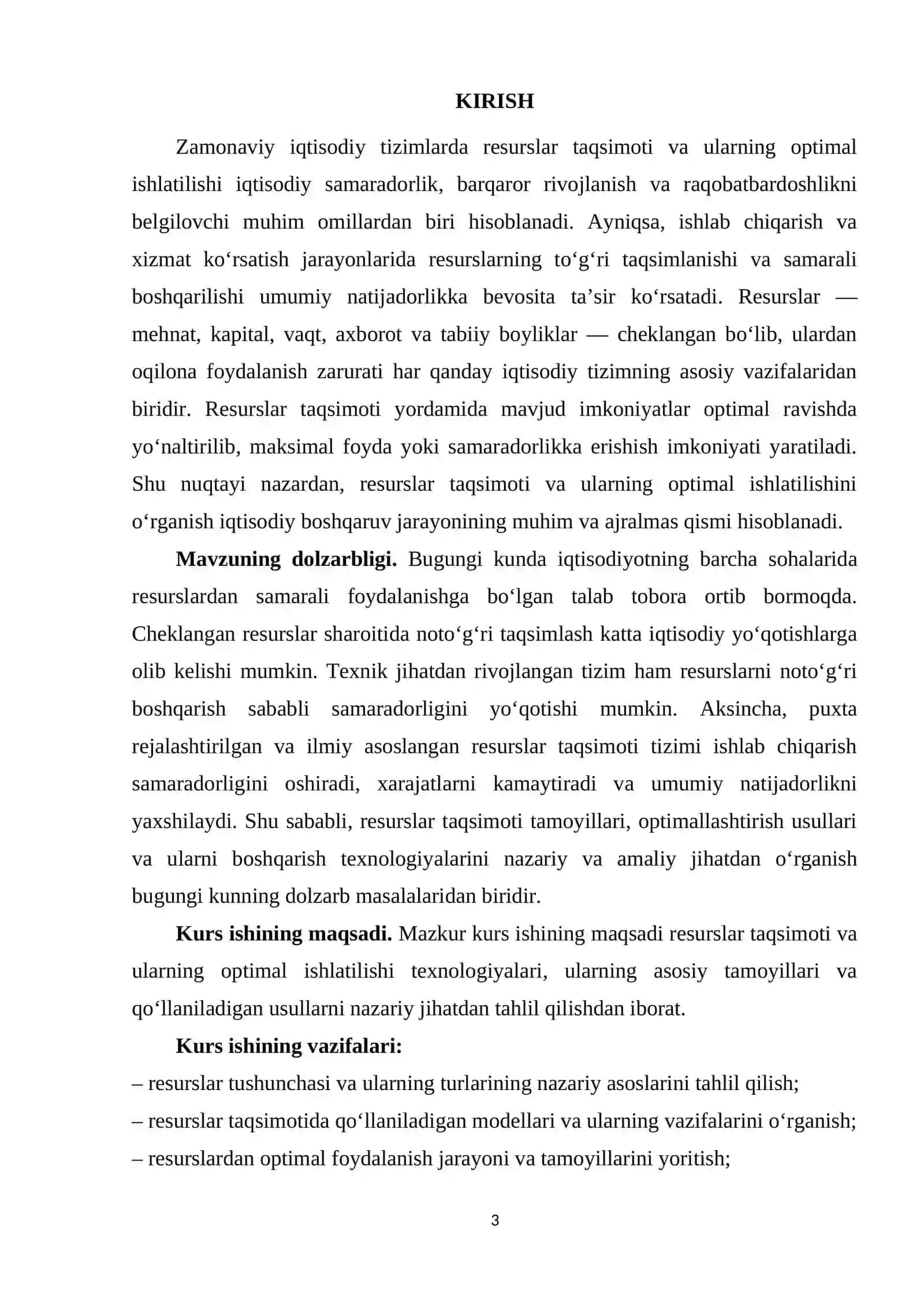 Resurslar taqsimoti va ularning optimal ishlatilishi 3