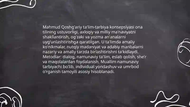Mahmud Qoshg'ariyning pedafagik qarashlari 3