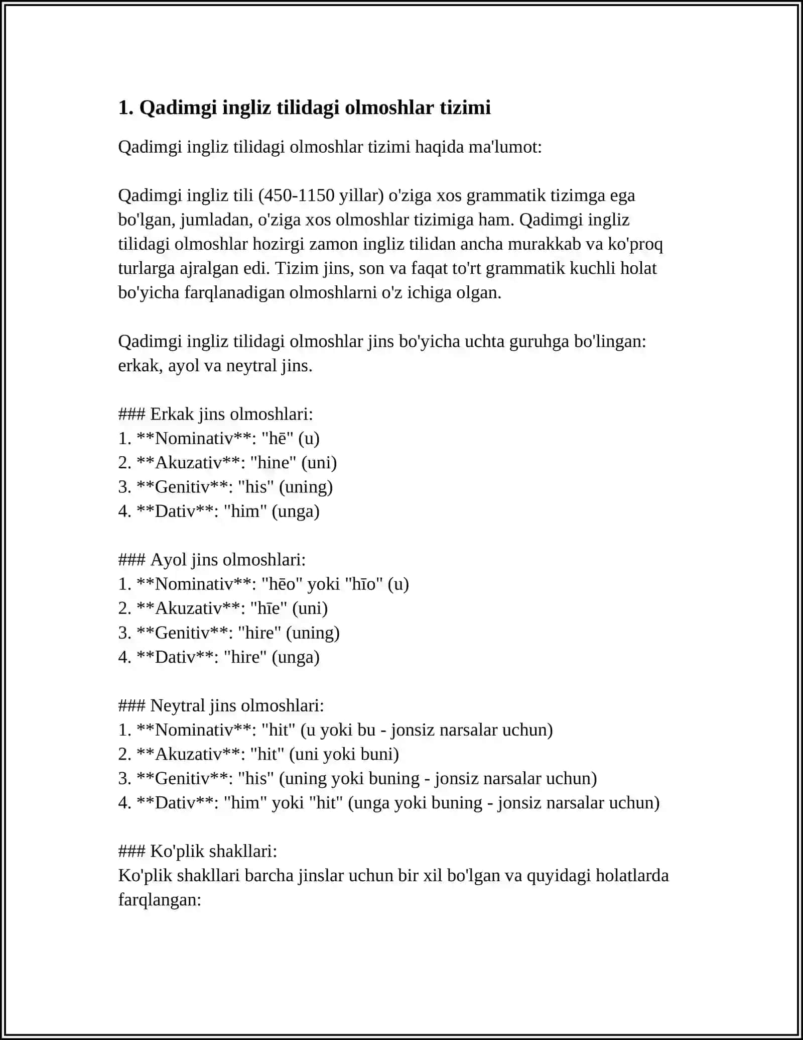ANALYSIS OF CHANGES OF PRONOUNS DURING OLD, MIDDLE AND EARLY MODERN ENGLISH PERIODS COMPARISON 3