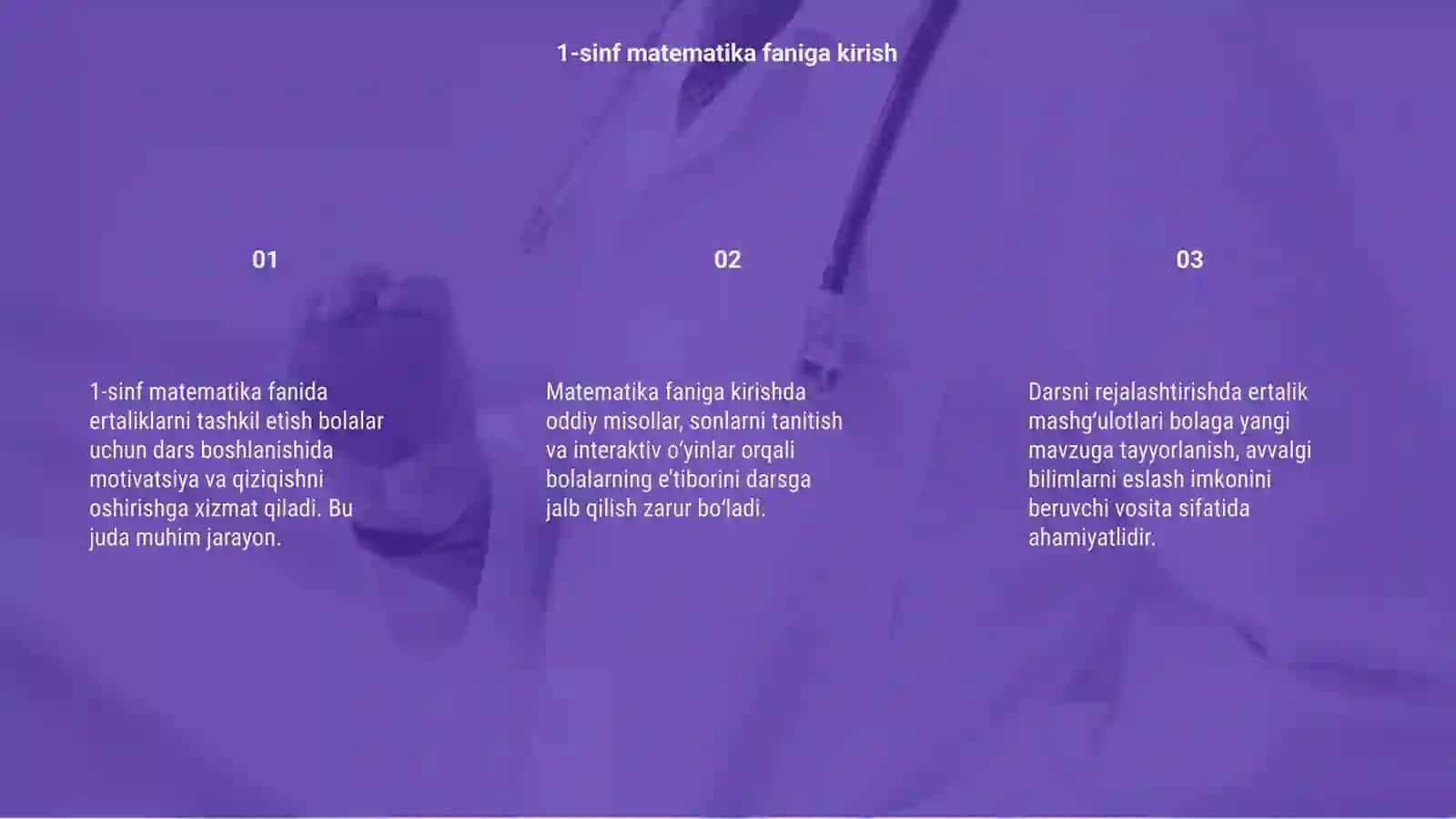 1-sinfda matematika fanidan ertaliklarni tashkil etish sinarasi 3