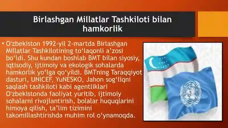 Oʻzbekistonning xalqaro tashkilotlar bilan hamkorlik aloqalari 3