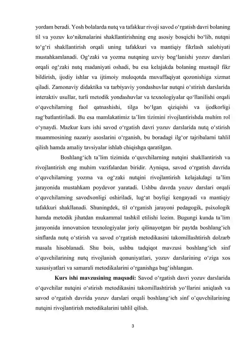 Savod o‘rgatish davri yozuv darslarida nutq o‘stirish 3