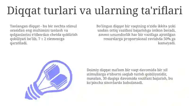 Diqqat turlari va xususiyatlari 3