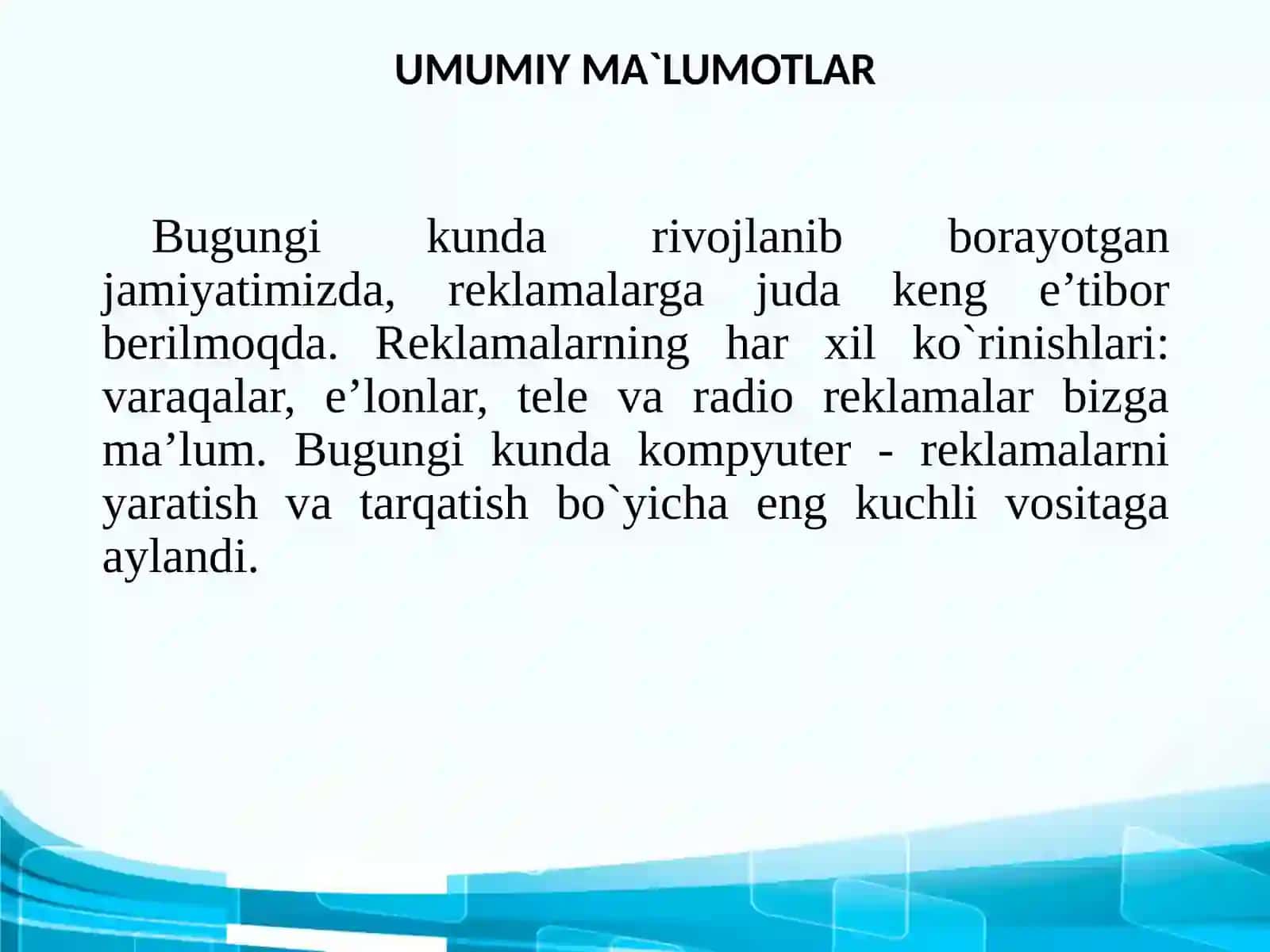 TAQDIMOTLARNI TAYYORLASH TЕXNOLOGIYALARI MICROSOFT POWER POINT 2013 3