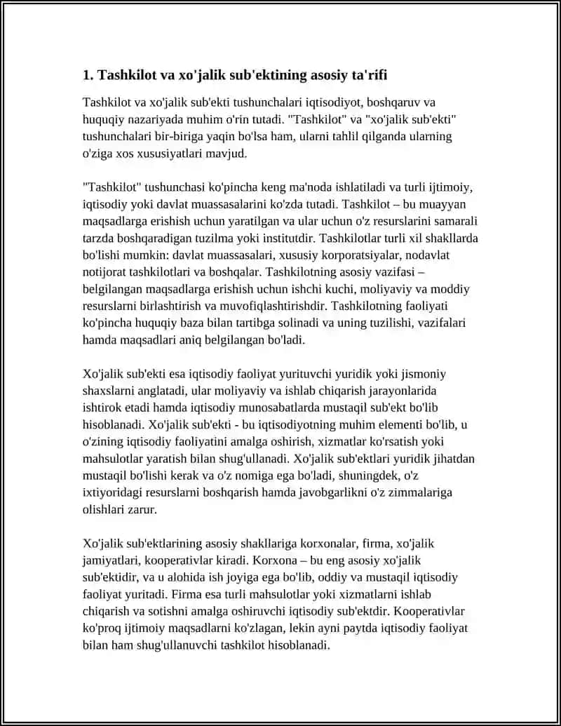TASHKILОT, ХO’JАLIK SUB’ЕKTI TUSHUNCHАLАRI 3