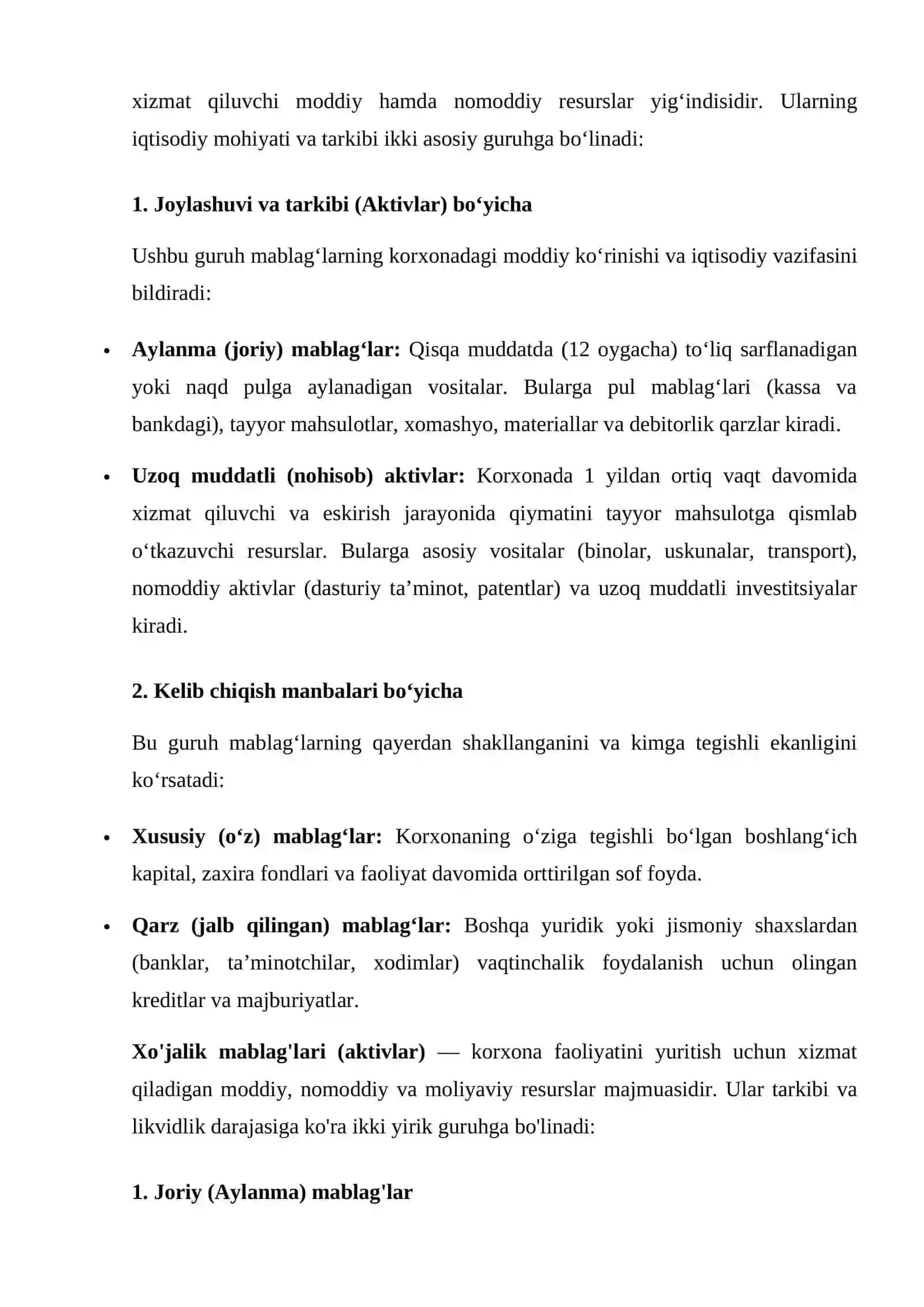 Xo'jalik mablag'lari va uning tashkil topish manbalari 3