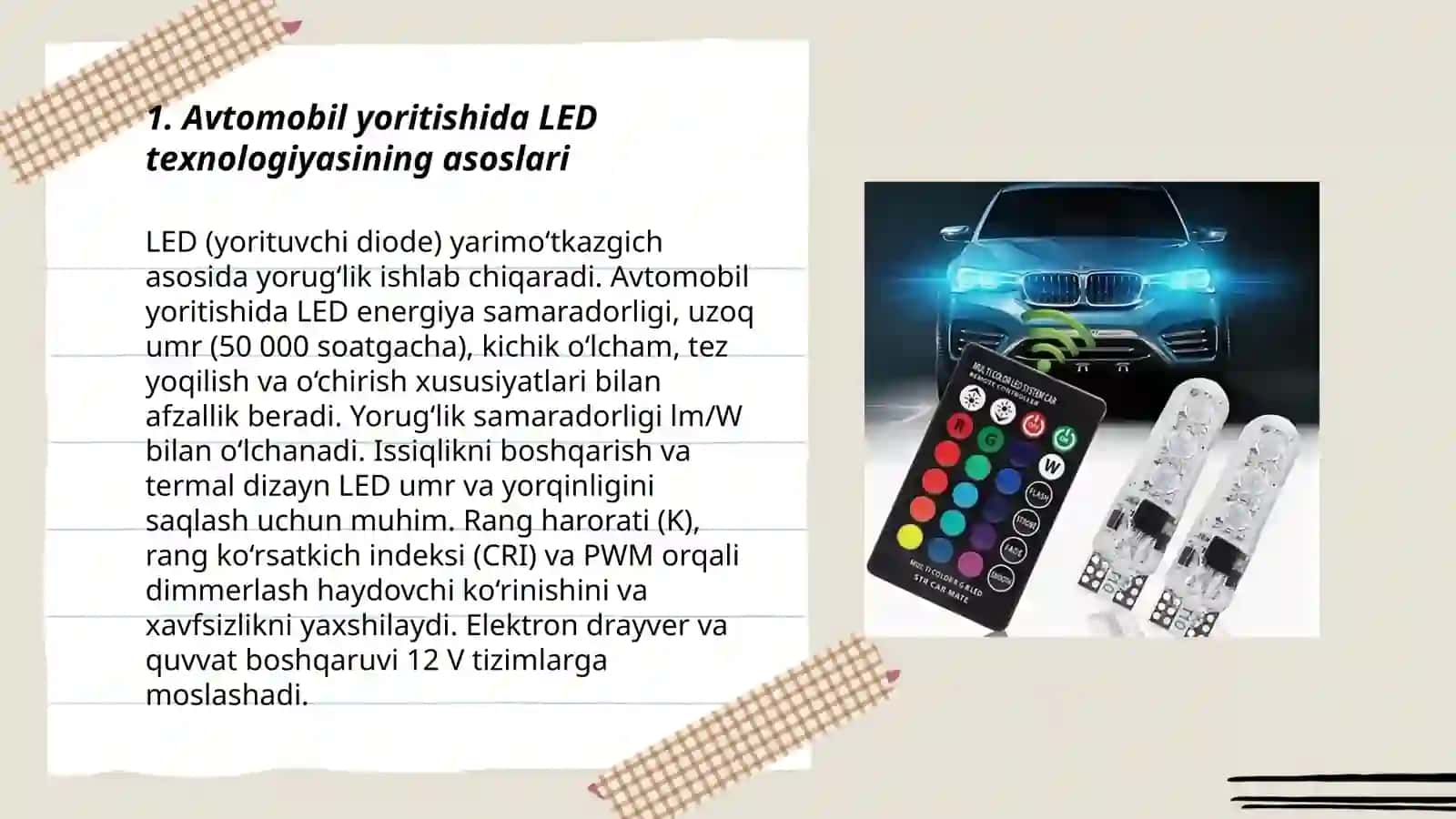 Avtomobil yoritishida LED texnologiyasining asoslari 3
