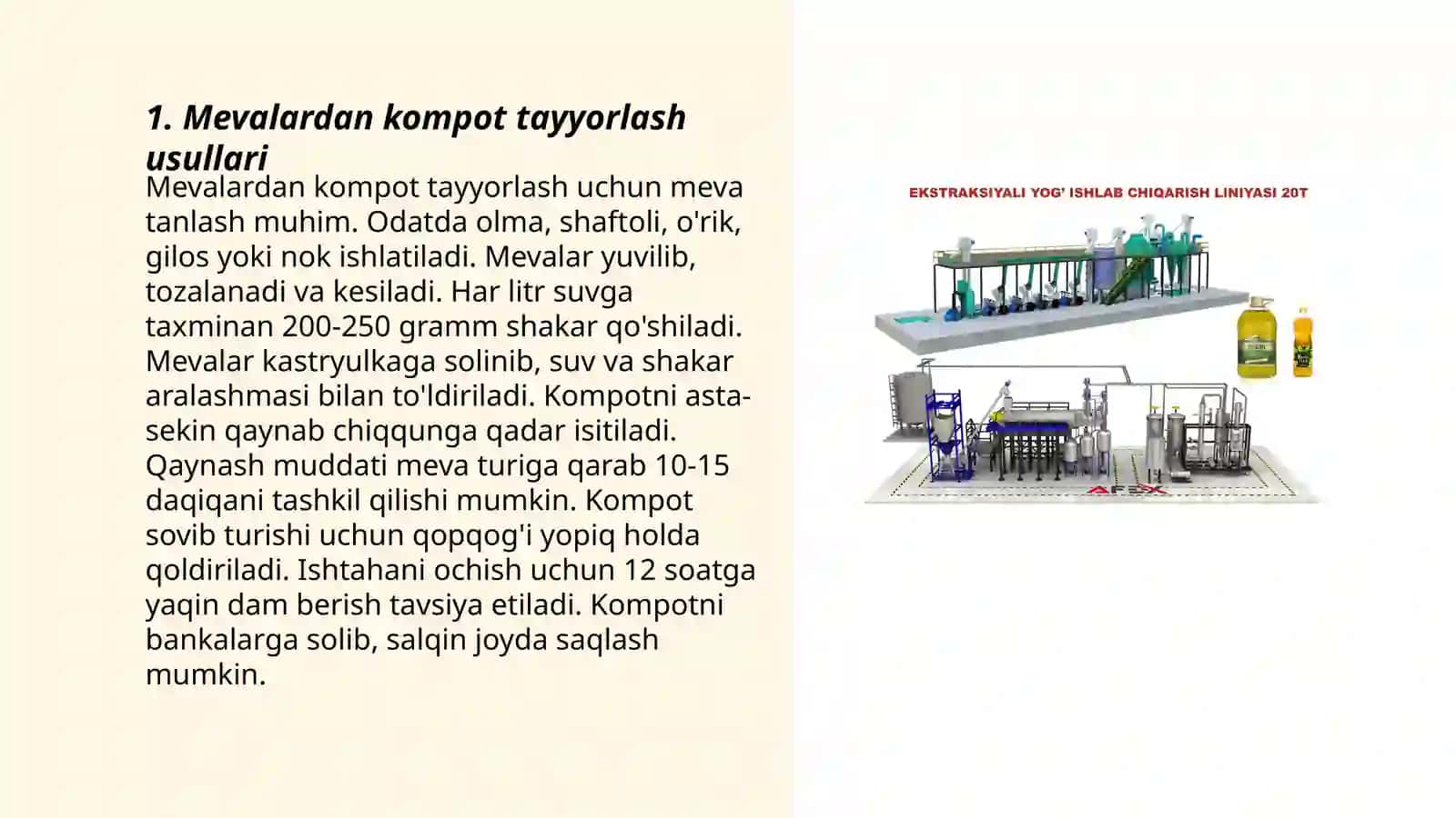 Mevalardan kompot olish texnologik sxemalari 3