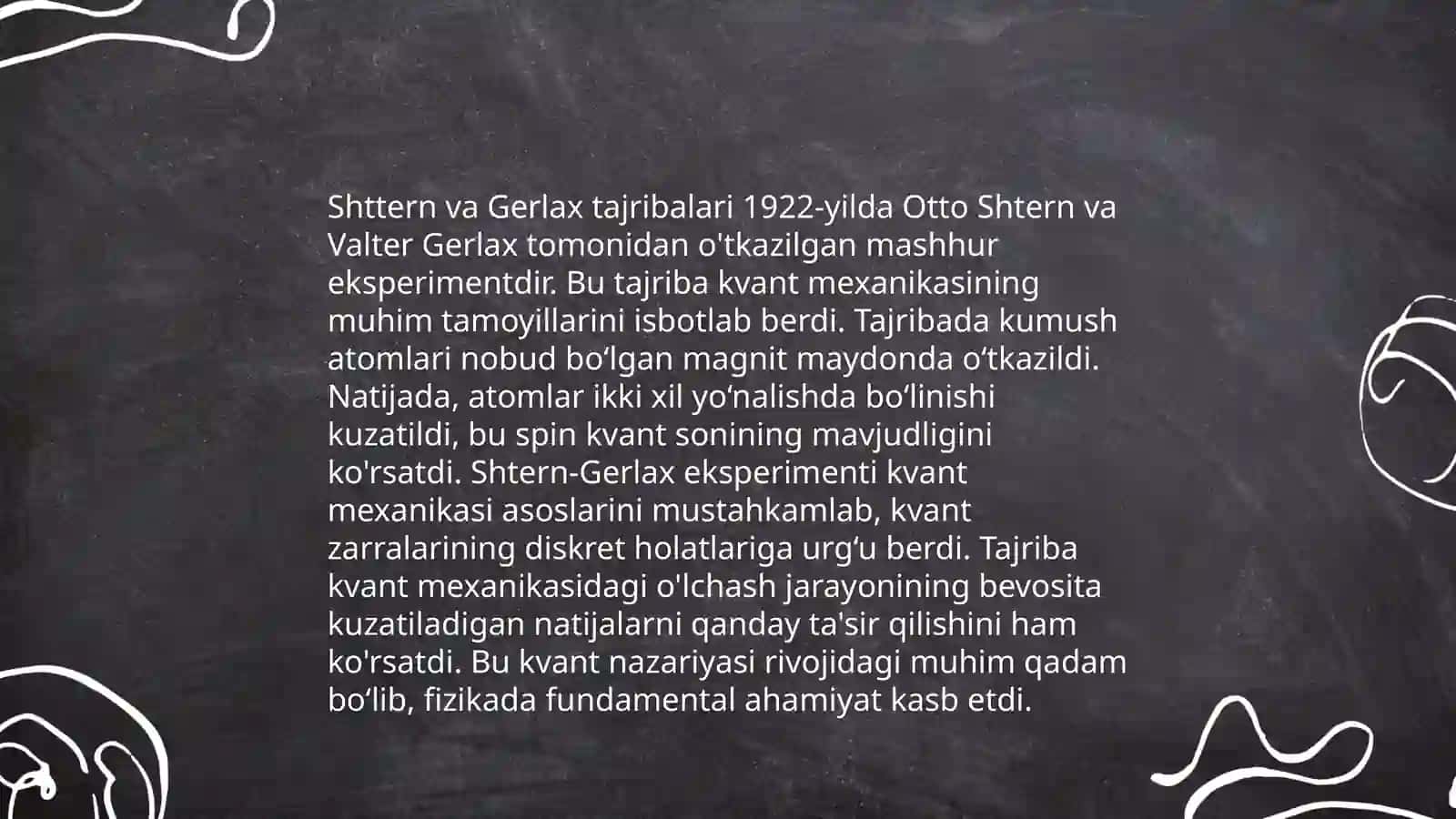 Shtern va Gerlax tajribalari 3