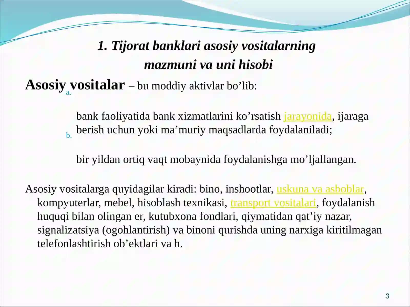 BANKLARDA MODDIY VA NOMODDIY AKTIVLAR HISOBI 3