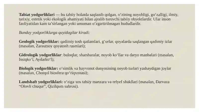 O’RTA OSIYO HUDUDIDAGI TABIAT YODGORLIKLARI 3