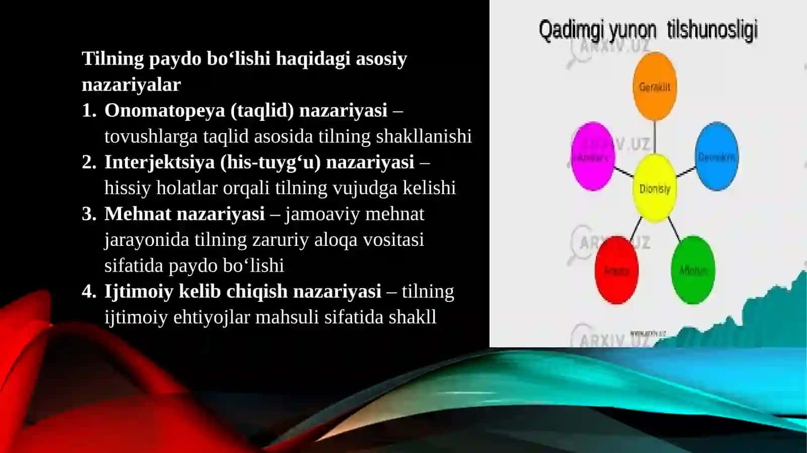 Tilning paydo bo'lishi haqidagi nazariyalar 3