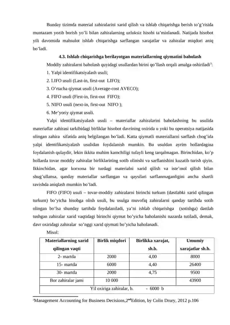 MATERIAL XARAJATLARINING HISOBI 3