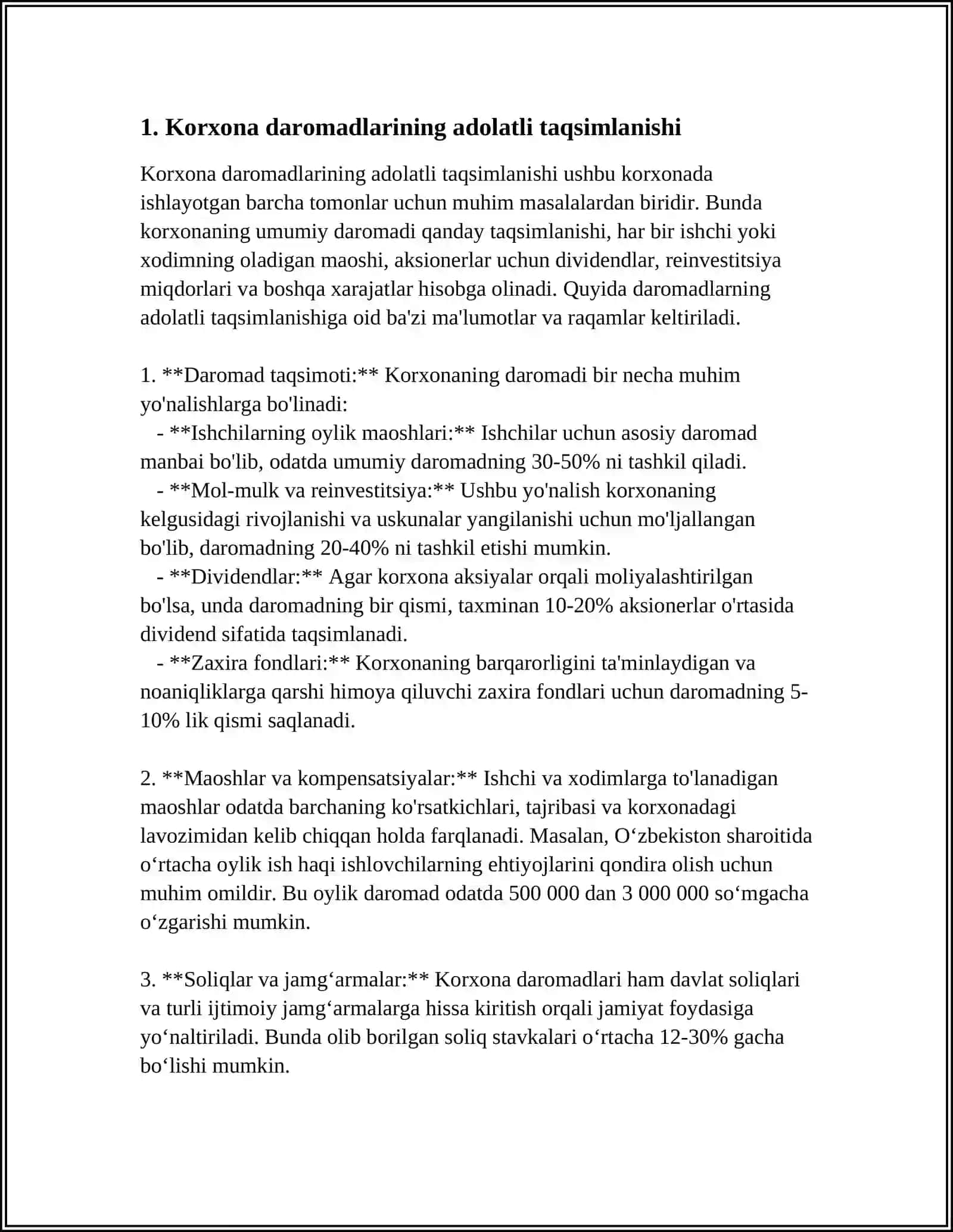 KORXONA SOF FOYDASINING TENG TAQSIMLANISHI 3