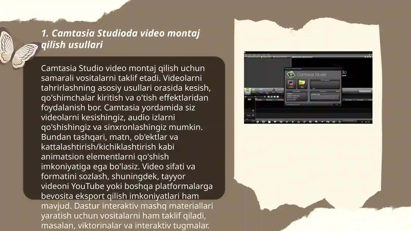 Camtasia studio, ISpring Campro, Capture, Bandicam dasturlari va ularning imkoniyatlari 3