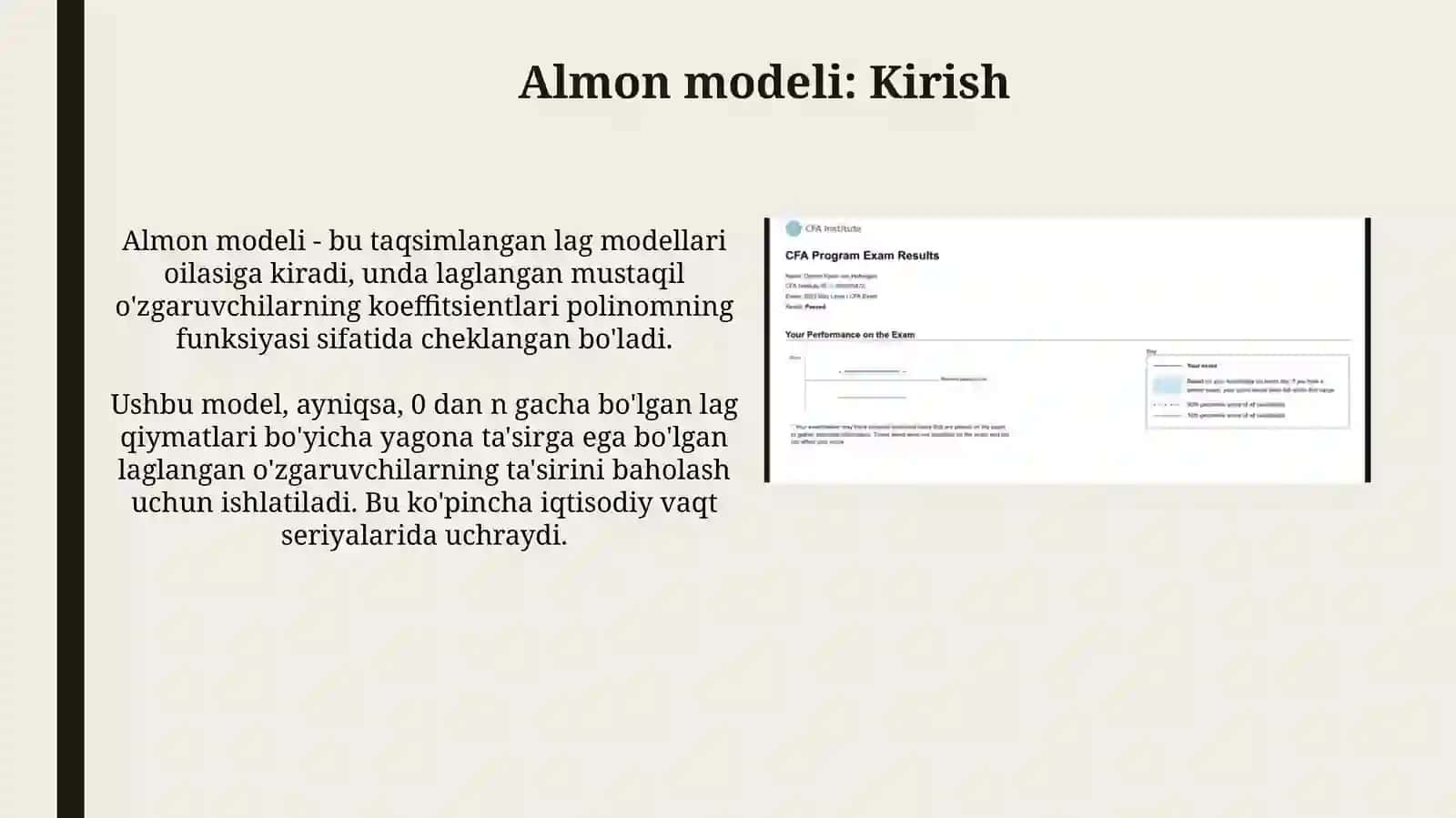 ALMON modelini tanlash va unibaholash 3