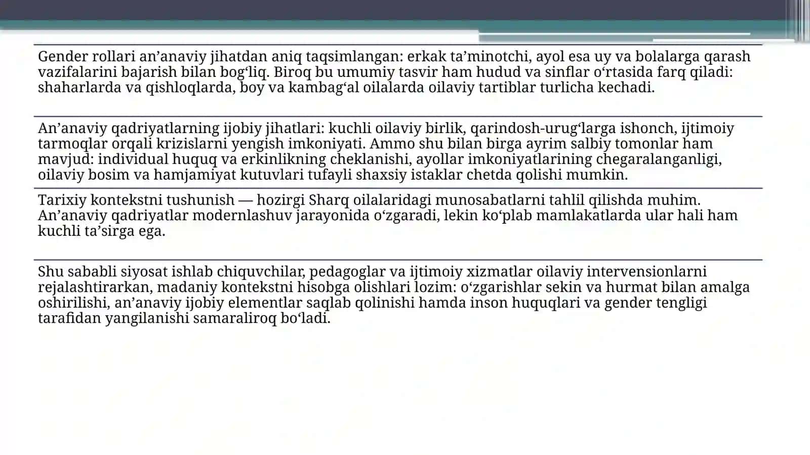 SHARQ MAMLAKATLARIDA OILAVIY MUNOSABATLAR 3