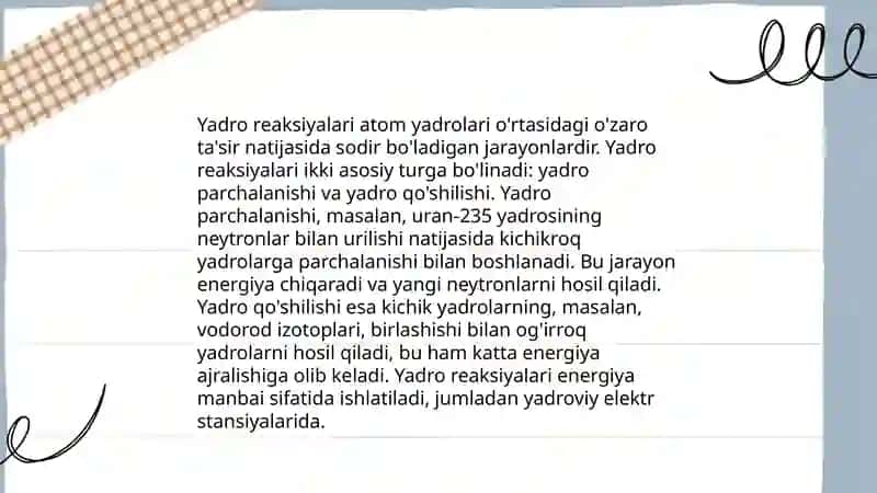 Yadro reaksiyalari haqida 3