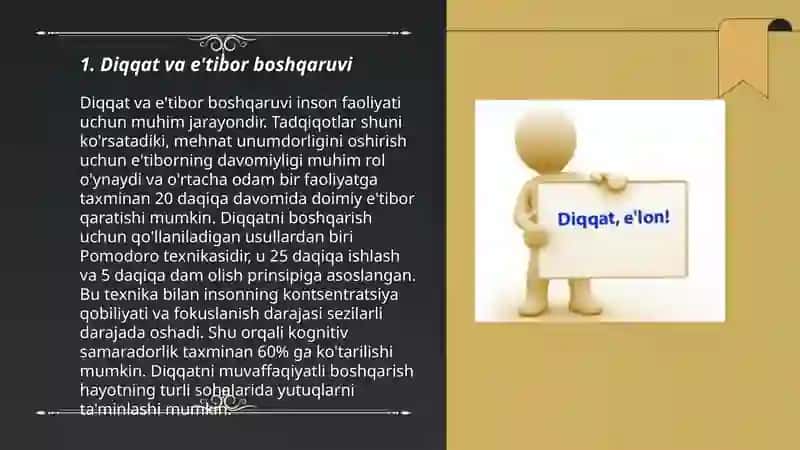 Diqqat va e'tibor boshqaruvi 3