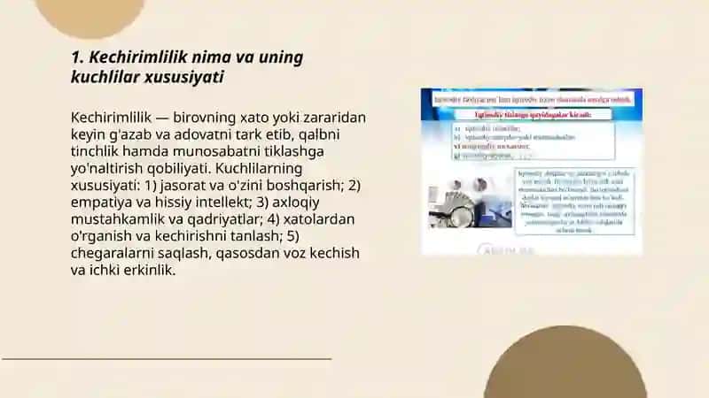 Kechirimlilik kuchlilar xislatidir. 3
