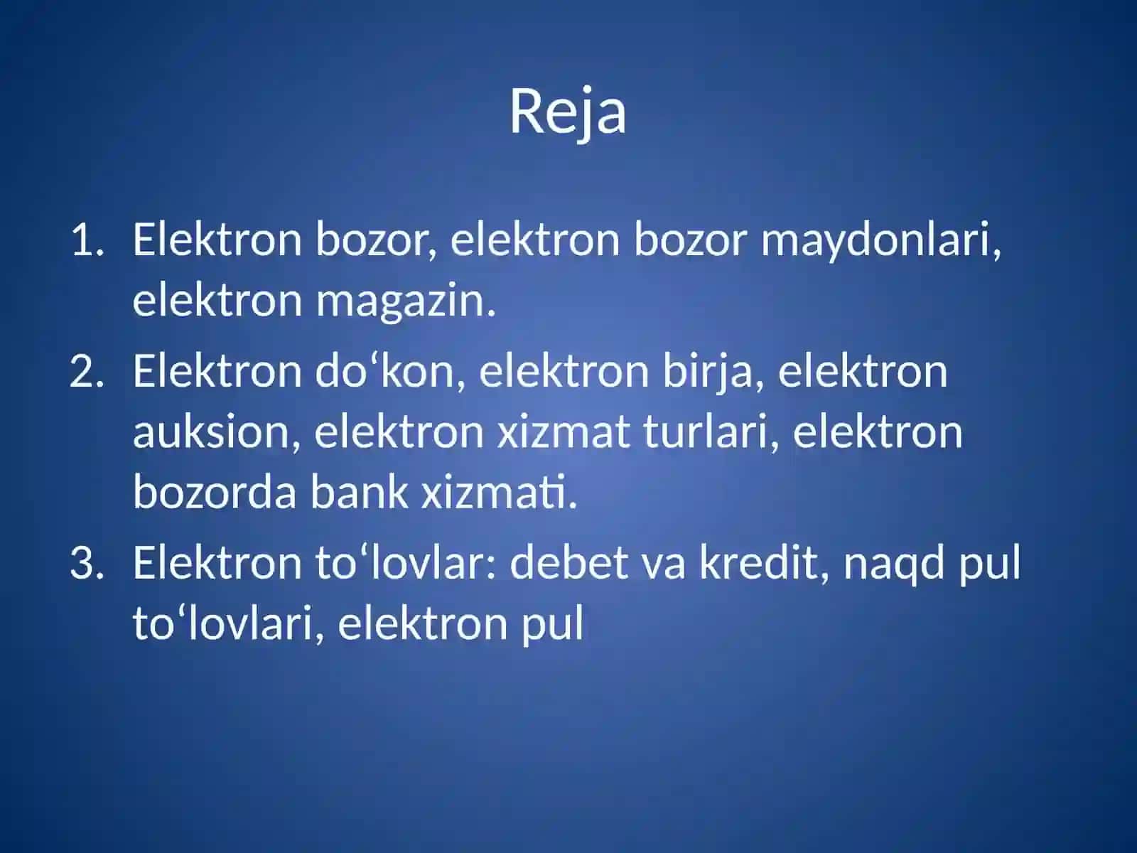 Elektron tijorat elektron bozor munosabatlari 3