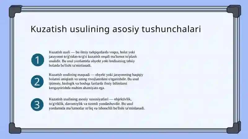 Kuzatish usuli 3