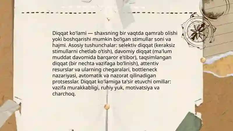 Diqqat ko'lami va taqsimlashi 3