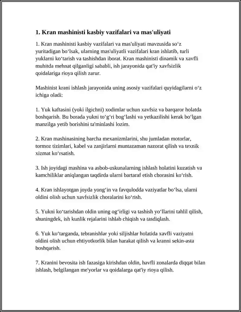 MASHINIST KRANI ISHINI TADQIQ QILISH 3
