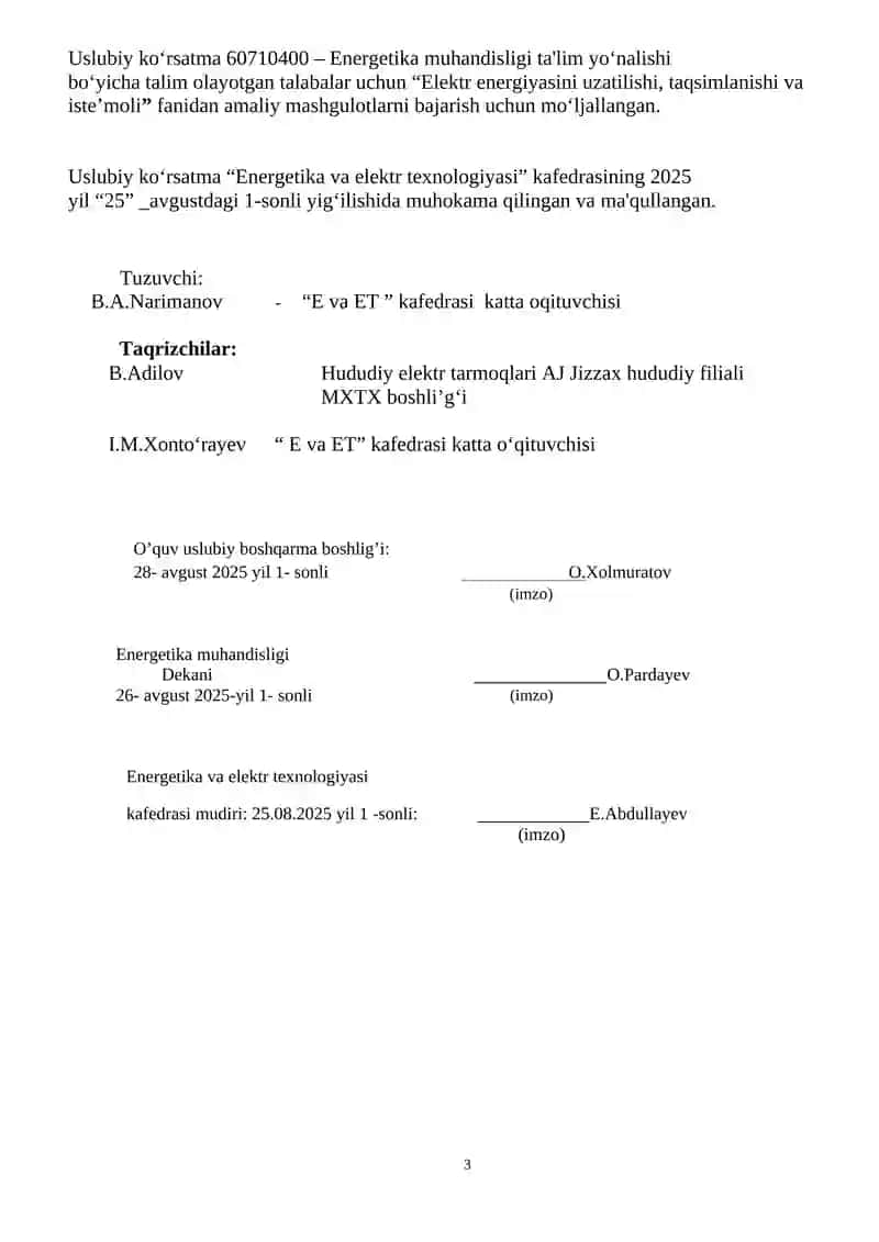 Energetika va elektr texnologiyasi 3