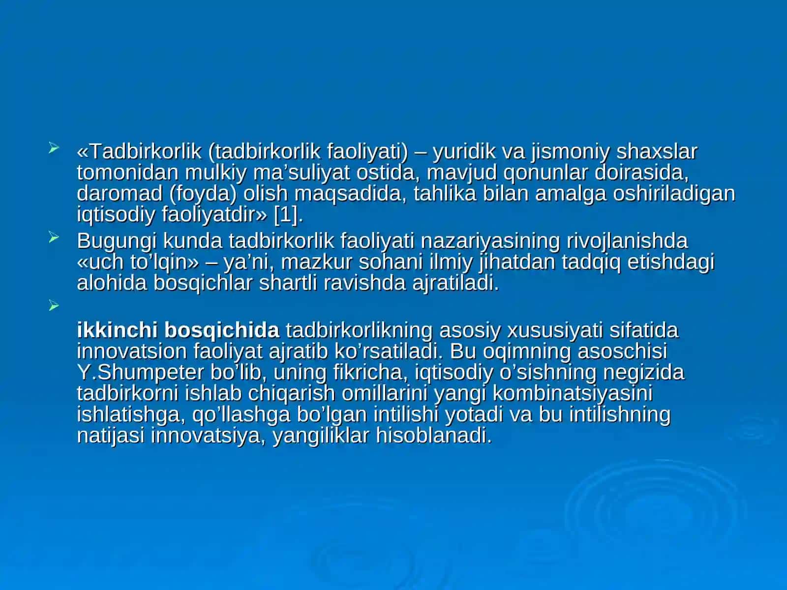 Tadbirkorlik Faoliyati Tushunchasi 3
