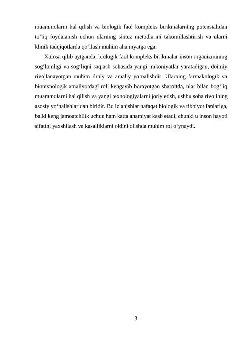 Biologik faol kompleks birikmalar 3